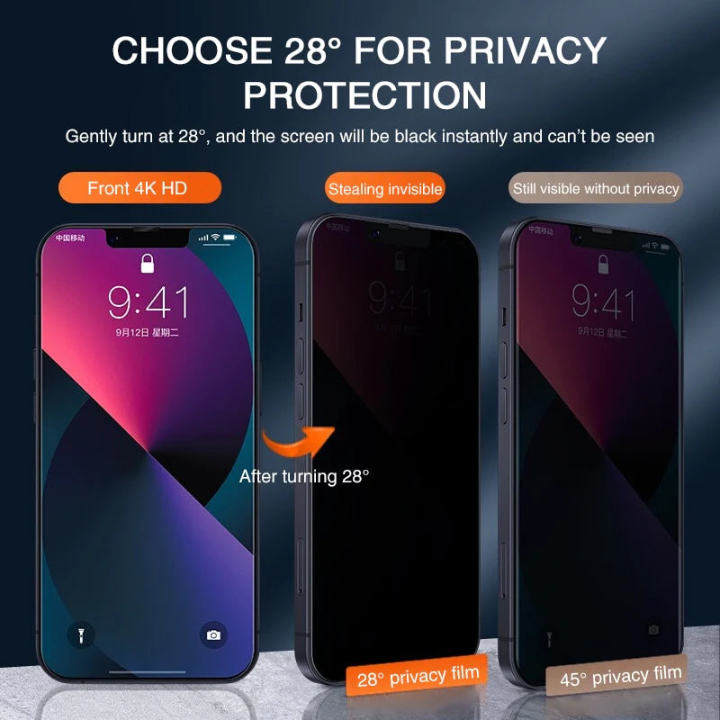 Full Cover Anti-Spy Screen Protector for Iphone 11 12 13 PRO MAX Privacy Glass for Iphone 14 Pro 8 plus XS Max XR Tempered Glass