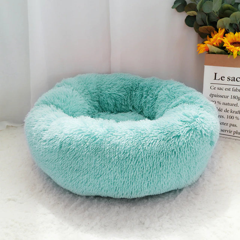 Pet Dog Bed Warm Fleece round Dog Kennel House Long Plush Winter Pets Dog Beds for Medium Large Dogs Cats Soft Sofa Cushion Mats